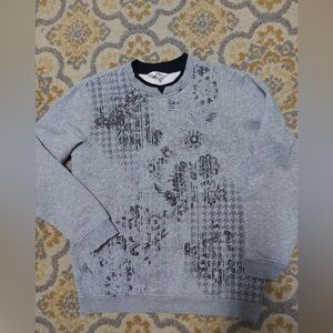 Northern Traditions grey floral fleece lined crew neck sweatshirt